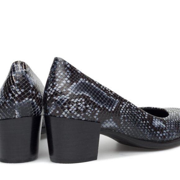 Ecco Snake Shape 35 Mod Block Heel Dress Leather Pump Reptile Python Shoes 9 - Picture 3 of 3